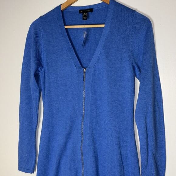 H by Halston blue full zip long cardigan sweater size xsmall - Picture 2 of 7